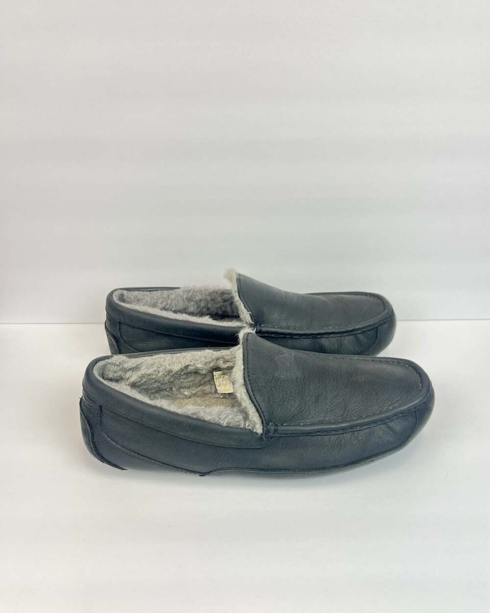 UGG  Shoes Ascot Leather Slip On  1103889 Black Charcoal Loafers Men’s Sz 13 EEE